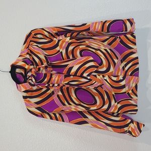 Vintage Montgomery Ward abstract 60s print blouse small